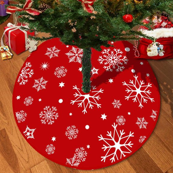 Feltree Christmas Tree Skirt 35 Inch with Delicate Print, Easy to Use with Ties for Festive Home Decoration and Gift Display