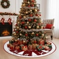 thumbnail image 1 of Feltree Christmas Tree Skirt Red Festive Design with Snowflakes Reindeer Santa 35x35 Inch Durable Polyester for Home Hotel Mall Easy Clean Foldable Storage, 1 of 8