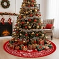 thumbnail image 1 of Feltree Christmas Tree Skirt Red Festive Design with Snowflakes Reindeer Santa 35x35 Inch Durable Polyester for Home Hotel Mall Easy Clean Foldable Storage, 1 of 8