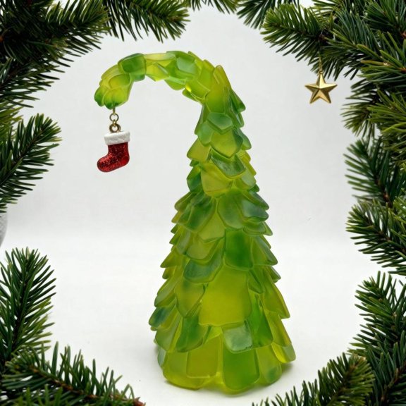 Feltree Curved Christmas Tree Ornament for Home Yard Window Decor - Holiday Festive Gift with Easy Hanging Loop