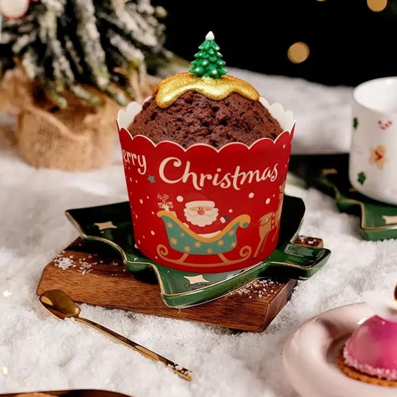 Feltree Medium Cupcake Liners 50-Pack Oven Safe Paper Baking Cups for Christmas, Parties and Home Baking