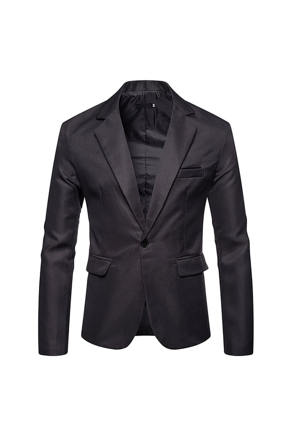 Men's Casual Suit Blazer Jackets, Fashion Men's Casual Solid Color Suit Youth Slim Jacket Gray M