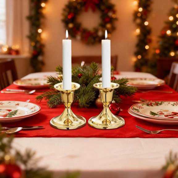 Feltree Modern Christmas Metal Candlestick for Romantic Candlelight Dinner Table Decor and Home Holiday Decoration