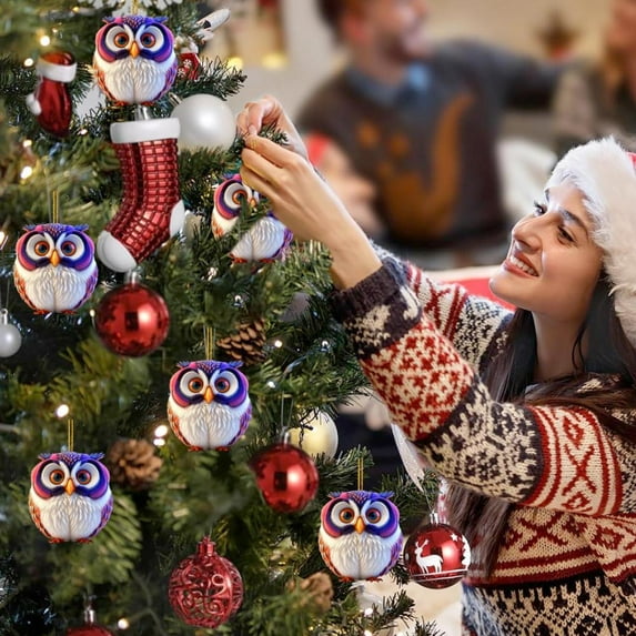 Feltree Owl Christmas Ornaments Hanging Decor for Tree Car and Home Acrylic Holiday Gift