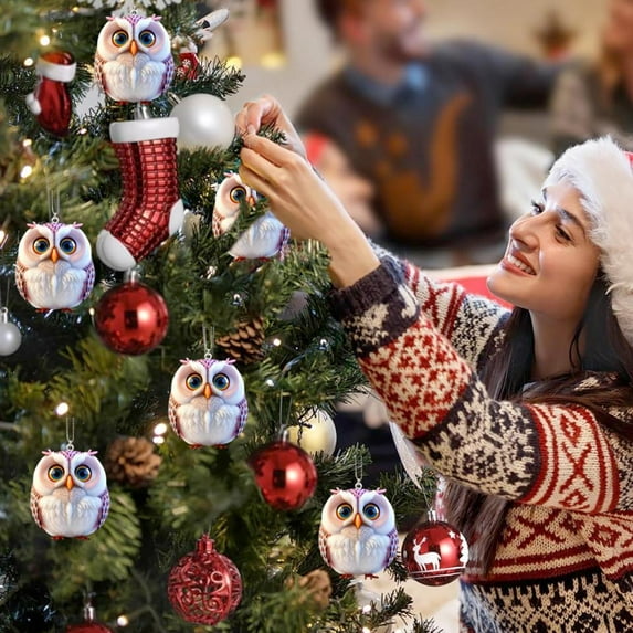 Feltree Owl Christmas Ornaments Hanging Decor for Tree Car and Home Acrylic Holiday Gift
