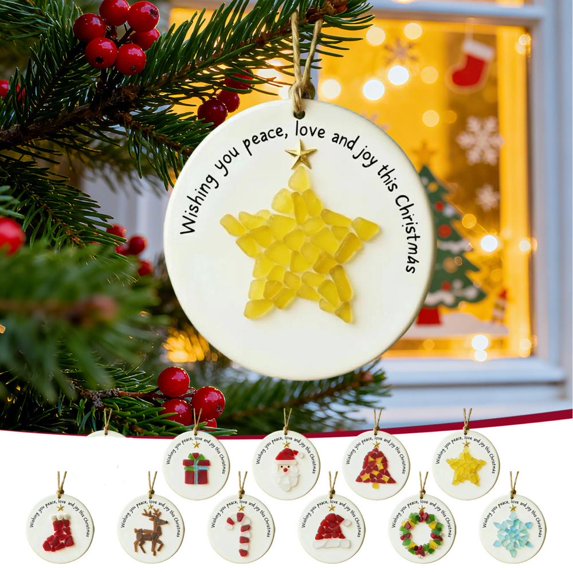 Feltree Sea Glass Christmas Tree Ornament - Handcrafted 3-Inch Beach Theme Holiday Decor with Mini Tree and Shells, Perfect for Christmas Gifts and Family Celebrations
