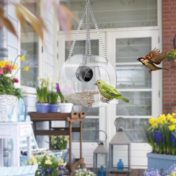 Feltree Smart WiFi Bird Feeder with 1080P HD Camera, Night Vision, Remote Mobile Viewing for Outdoor Bird Watching, Easy Installation and Gift