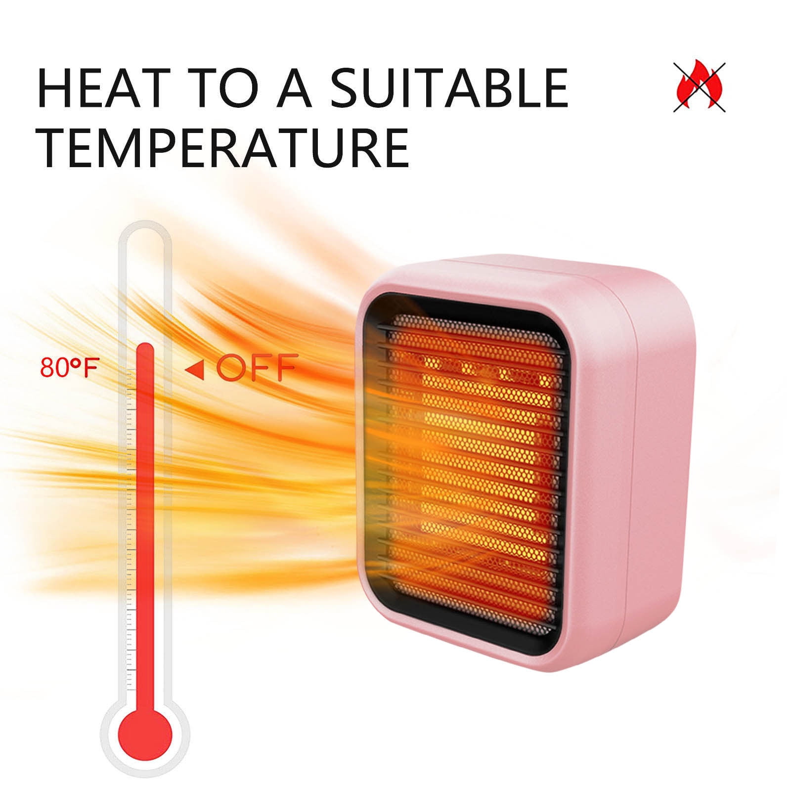 Feltree Space Heaters for Home Office 800W Mini Electric Fan Heater 3 Seconds Fast Heat 2 Mode