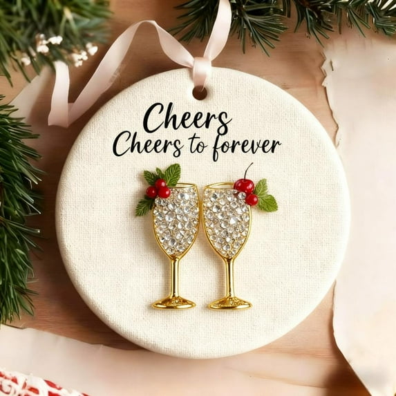 Feltree Wine Glass Christmas Ornament for Tree Decor, Unique Themed Holiday Gift, Durable Festive Decoration with Premium Material