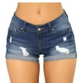 thumbnail image 1 of Feltree Women's Denim Shorts Mid Rise Ripped Jean Shorts Stretchy Folded Hem Hot Short Jeans, Fashion Women's Pocket Solid Jeans Denim Pants Female Hole Bottom Casual Shorts Blue M, 1 of 9