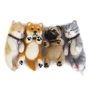 Feltsky 2 Cats and 2 Dogs Needle Felting Kits - They Are Friends DIY Craft Kit for Beginner Mother's Day, Birthday Present