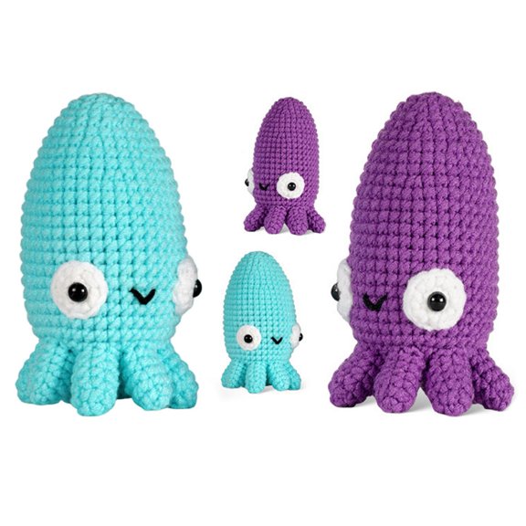 Feltsky Cute Cuttlefish Crochet Kit for Beginners, DIY Handmade Craft Set