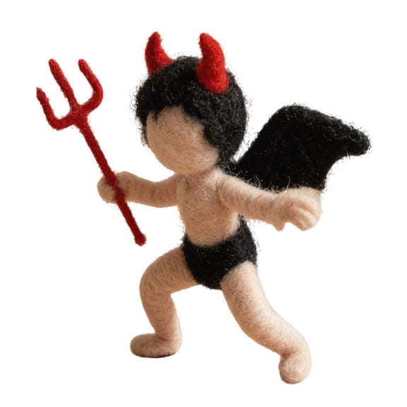 Feltsky Little Devil and Cupid Needle Felting Kits Beginners with Instruction Height 4 INCH Easy for Starters DIY Craft Kit Include Everything to Make