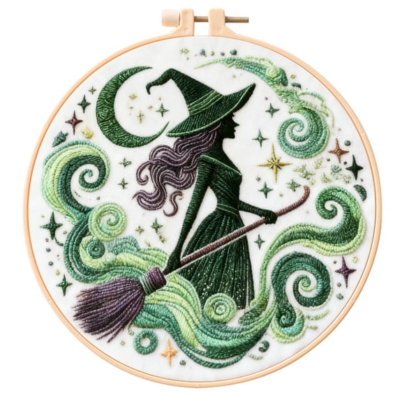 Feltsky Witch Embroidery Kits for Beginner - Including Everything to Make 8inch Craft Kit for Mom Grandma Girlfriend Birthday Present