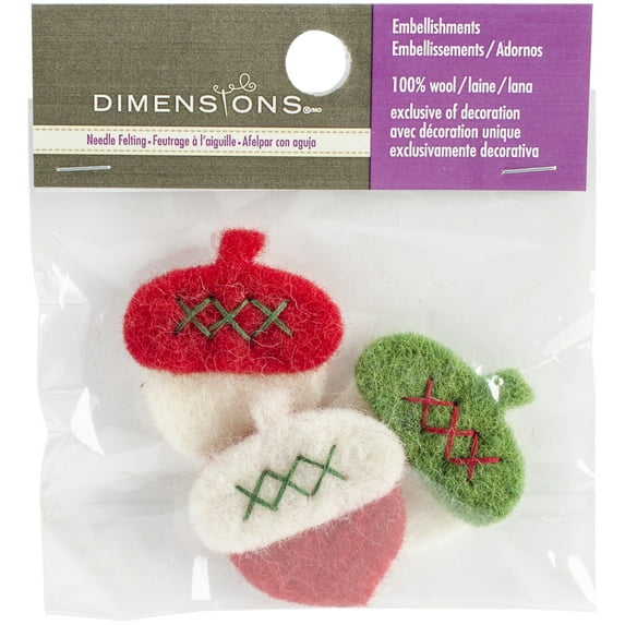 Feltworks Acorns-3/Pkg, Pk 3, Dimensions