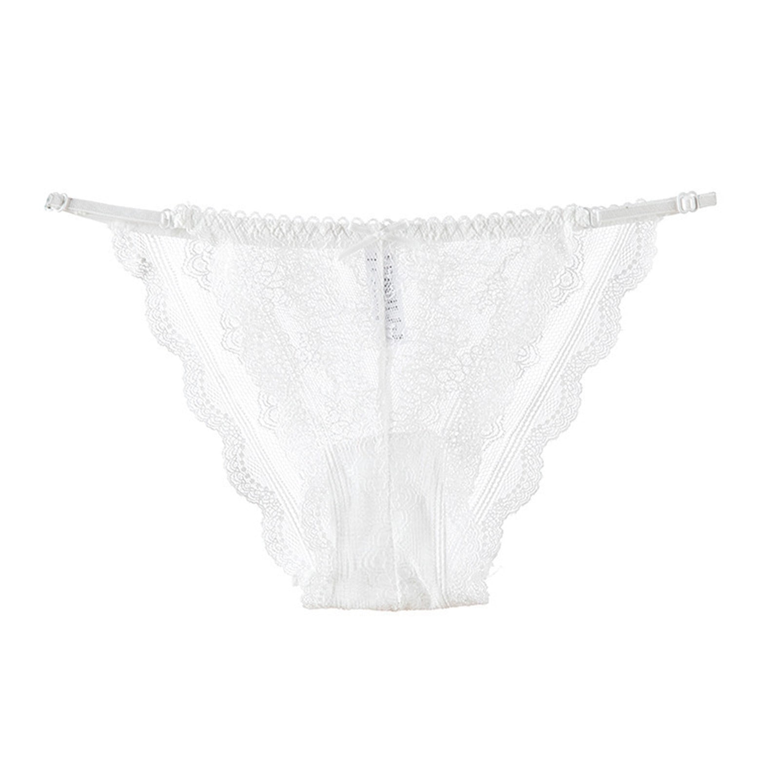 Felwors Lace Hollowed Out Mesh Panties Women Mid Waist Cotton Bottom