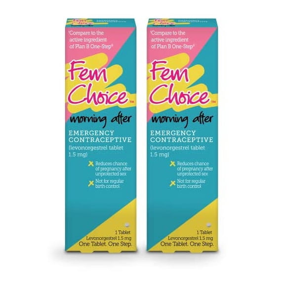 Fem Choice | Emergency Contraceptive Pill Twin Pack | Compare to Plan B One Step | 1.5 mg Levonorgestrel (2 Tablets)