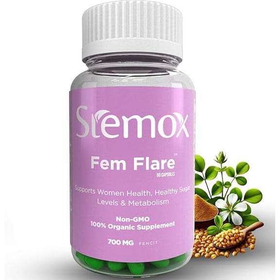 Fem Flare (FENCIT) Fenugreek Supplement for Women – Supports Hormonal Balance, Menstrual Health & Energy – Natural Fenogreco Organico Capsules – 60 Capsules