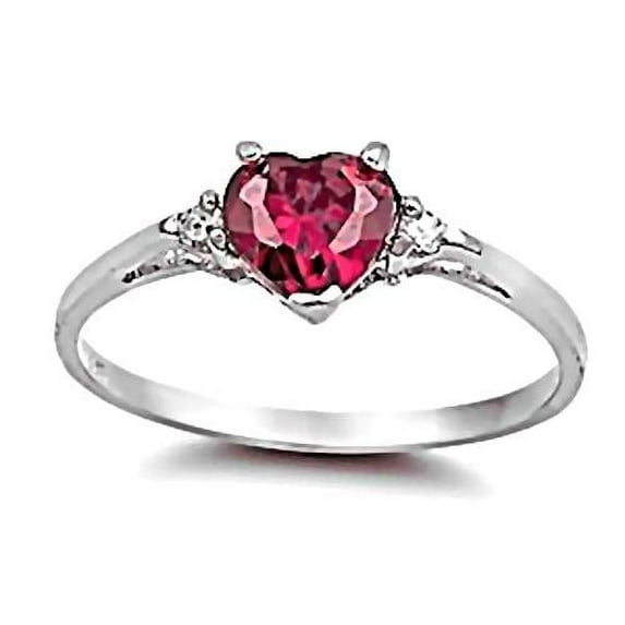 Female 0.81 ct Heart Cut Ruby Promise Friendship Ring, Silver Sz 4.0