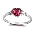 thumbnail image 1 of Female 0.81 ct Heart Cut Ruby Promise Friendship Ring, Silver Sz 5.0, 1 of 1