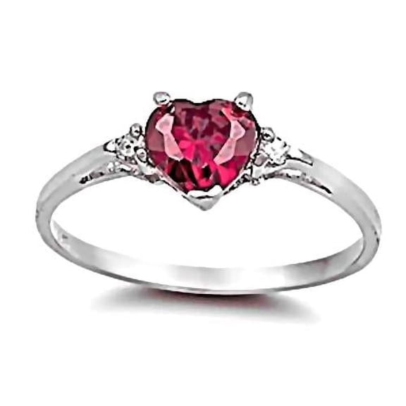 Female 0.81 ct Heart Cut Ruby Promise Friendship Ring, Silver Sz 8.0