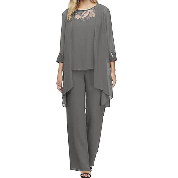 Female 90S Outfit Woman Pants Cardigan Pants Sets Women 3 Piece Wedding Evening Outfits for Women Dressy Chiffon Pant Suits Elegant Outfit 43.99