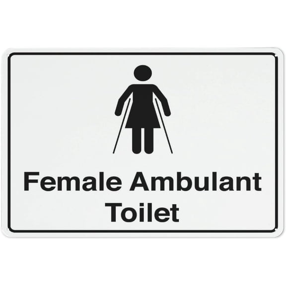 Female Ambulant Toilet Reflective Aluminum Sign - 8"x12", Rust Free, Weather Resistant, Waterproof, Easy To Mount - Office, School, Hospital, Public Building