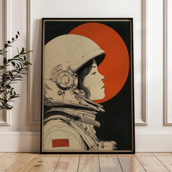 Female Astronaut Wall Art Print, Japanese Retro Futurist Science ...