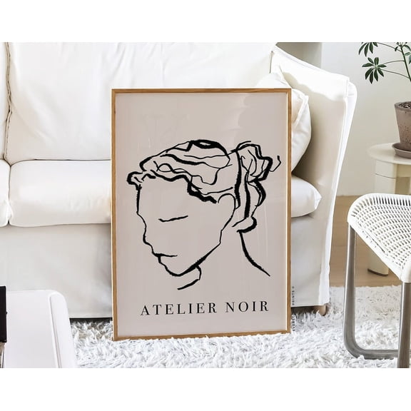 Female Atelier Noir Print, Bohemian Decor, Boho Wall Decor, Modern Female, Female Boho Wall Art, Transitional Art Wall Art, Modern Wall Decor, 24x36 UNFRAMED