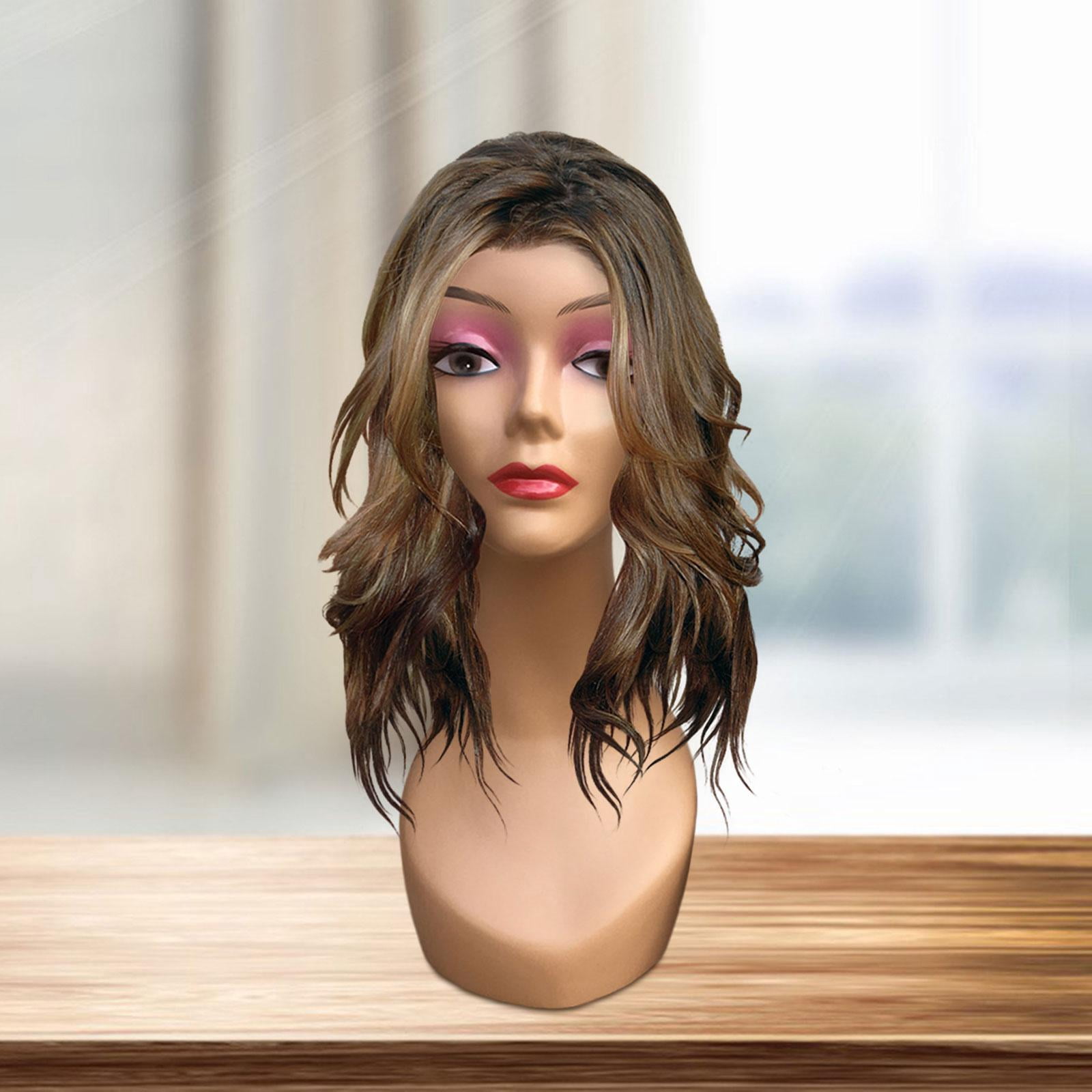 Female Bald Mannequin Head Hat Display Rack with Makeup Smooth 19inch Manikin  Display Stand for Glasses s Making