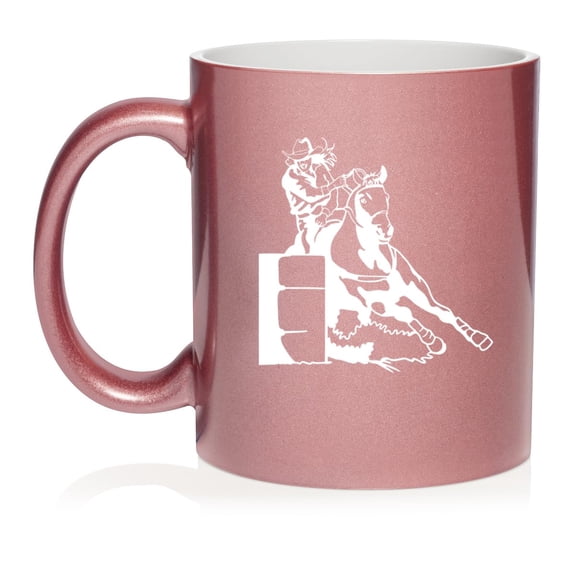 Female Barrel Racing Cowgirl Coffee Mug Tea Cup Gift for Her, Friend, Coworker, Wife (11oz Rose Gold)