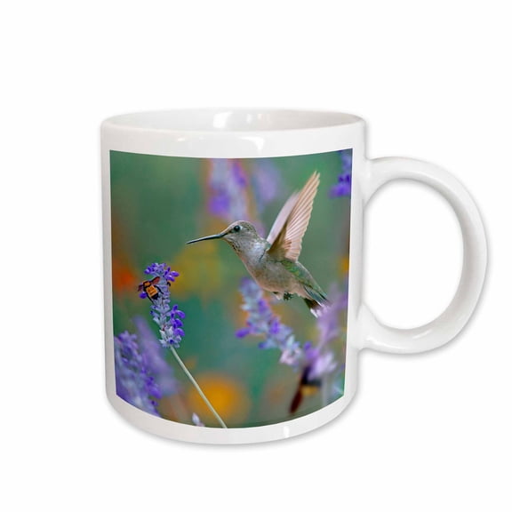 3drose, Female Black-chinned Hummingbird with Bumble Bee, Texas, Usa., 15oz Mug
