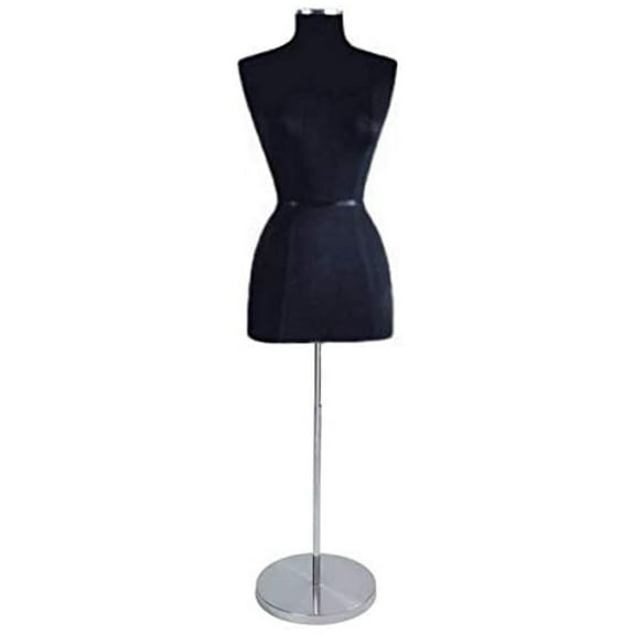 Female Black Jersey Dressmaker Form - Includes Adjustable Height Base, Dress Form and Neck