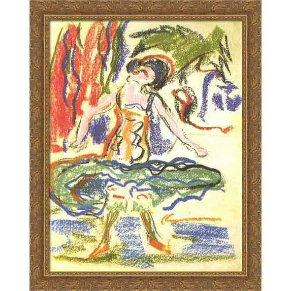 Female Cabaret Dancer 28x34 Large Gold Ornate Wood Framed Canvas Art by Ernst Ludwig Kirchner