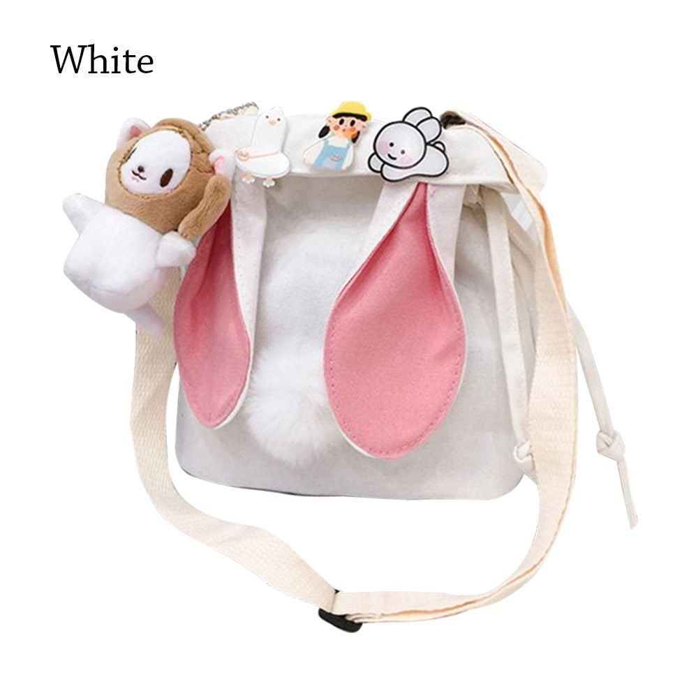 Female Canvas Cute Rabbit Handbags Bucket Bag Crossbody Bags Shoulder ...