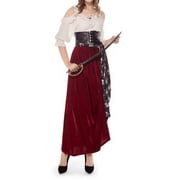 Female Caribbean Pirates Captain Costume Halloween Cosplay Suit Medoeval Gothic Fancy Woman Dress