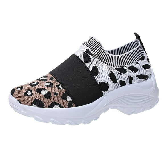 Female Casual Shoes Ladies Fashion Leopard Print Mesh Breathable Platform Casual Sneakers