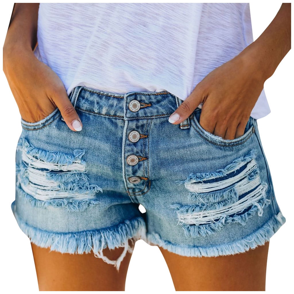 Female Casual Sports Shorts Fashion Womens Pocket Jeans Denim Pants ...