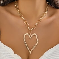 Female Casual Versatile Metal Big Heart Necklace