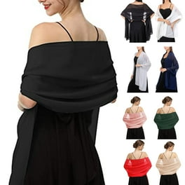 Women Chiffon Bolero Prom Party Elegant Wraps Shawls Simple Soft Casual Cape for Lady Evening Dress Black M Walmart