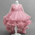 thumbnail image 1 of Female Children Summer Short Sleeve Ruffled Lace Round-Neck Embroidery Mesh Princess Bow Skirt Vestido de chicas, 1 of 6