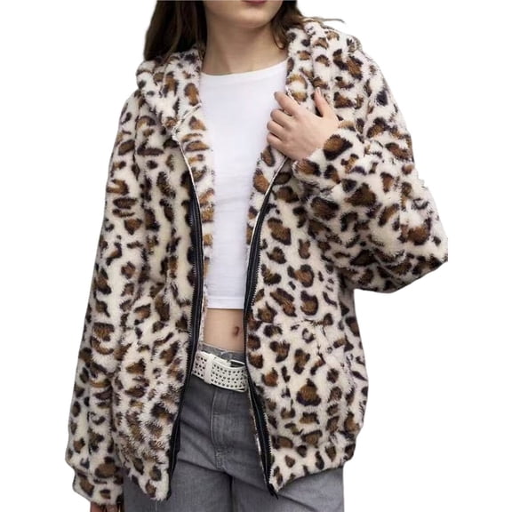 Female Cropped Faux Fur Jacket Plush Shawl Collar Cardigan Coat White XXL