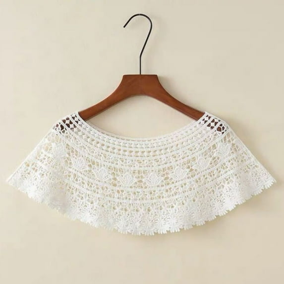 Female Cross Cloak Women Scarf Spring Autumn Lace Pure Color Fake Collar Cape Blouse Shoulders Scarf Lace Shawl Hollow Out Shawl 1