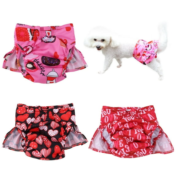 Female Dog Diapers (3 Pack),Washable Dog Diapers Highly Absorbent Dog Dresses for Dogs in Heat, Incontinence