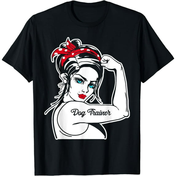 Female Dog Trainer Rosie The Riveter Pin Up Girl Dog Trainer T-Shirt