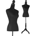 thumbnail image 1 of Female Dress Form Mannequin Body Torso Stand, Black Clothing Display Model Body Stand for Sewing, Display or Decoration, Height Adjustable 52-67 Inch, 1 of 7