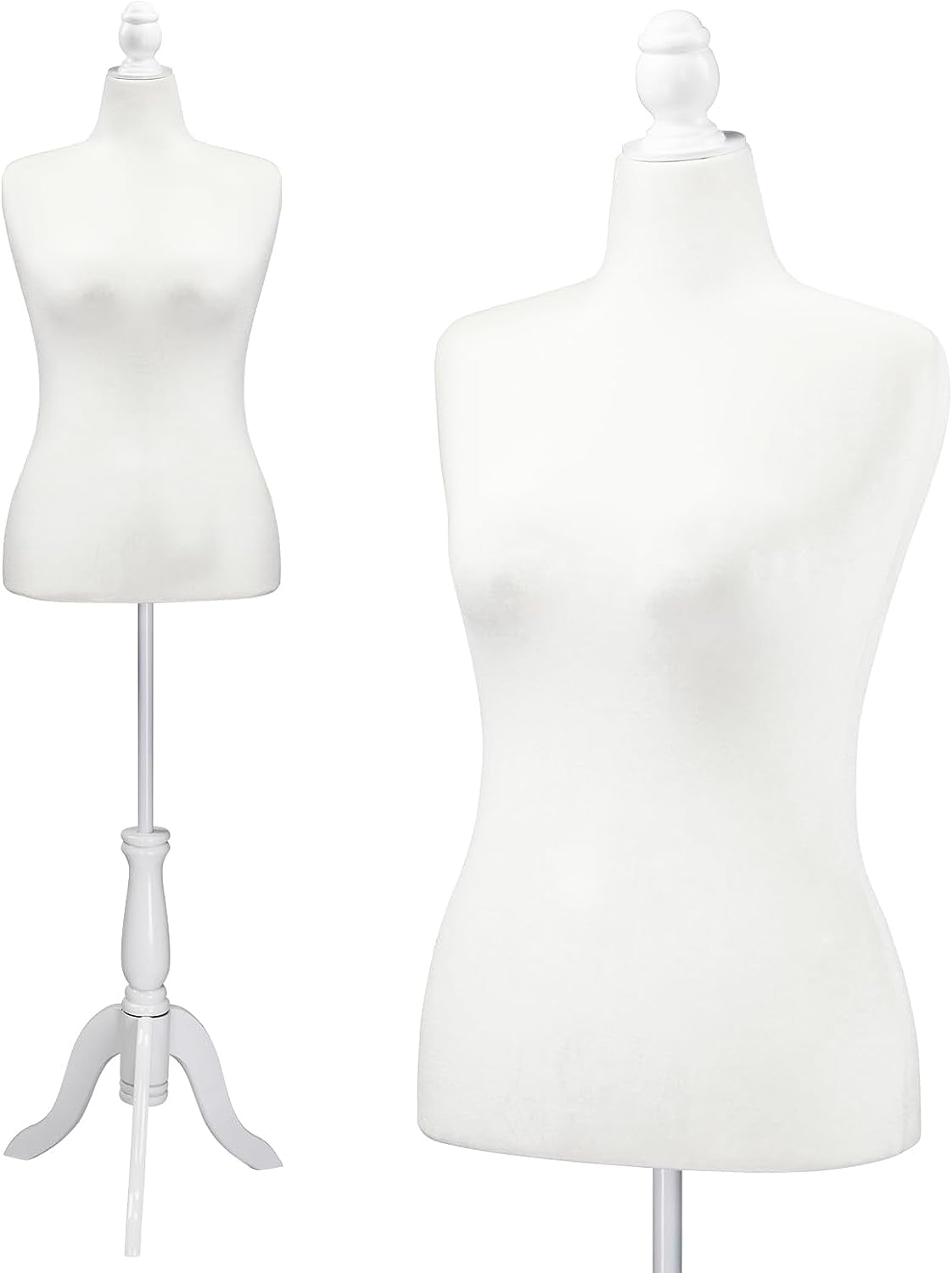 Female Dress Form Size 10-16, Adjustable Height Torso Body with Upgraded Tripod Stand, Medium Size Mannequin for Sewing and Display (14-16, White)