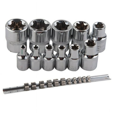 11 Pc Female E Torx Star Socket Set/Rail, Female External Star