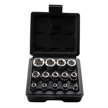 14-Piece Female E-Torx Socket Set | E4 To E24 | 1/4", 3/8", 1/2" Drive | Includes Storage Case