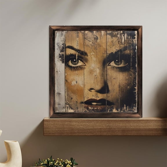 Female Face Rustic Wood Panel Detail Wooden Sign Wall Plaque - Vintage Art Decoration, Wall Decoration - Ideal Gift For Home Decoration, Living Room, Bathroom, Bedroom, Garden, Dining, Bar, Cafe, F